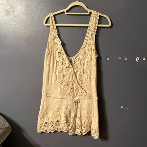 Free People Cream Crotchet Romper